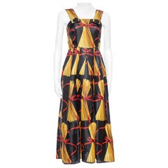 Dolce & Gabbana Black Spaghetti Print Silk Organza Midi Dress S