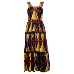 Dolce & Gabbana Black Spaghetti Print Silk Organza Midi Dress S