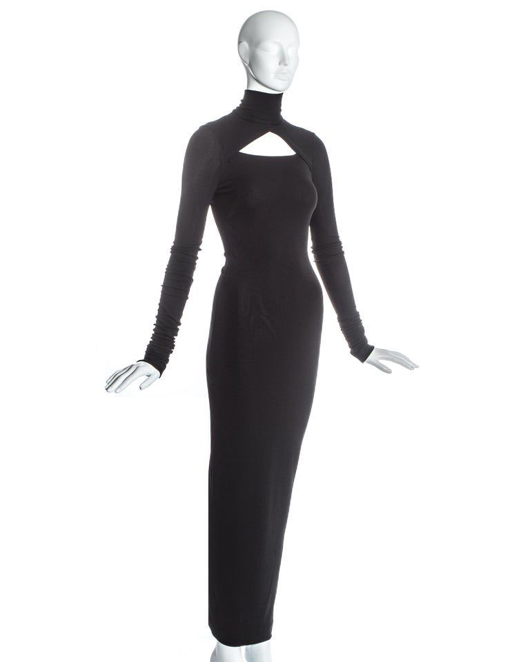 Dolce and Gabbana black spandex figure hugging maxi dress with cut out, c.  1990s For Sale at 1stDibs | black spandex maxi dress, black spandex dress,  dolce cut out maxi