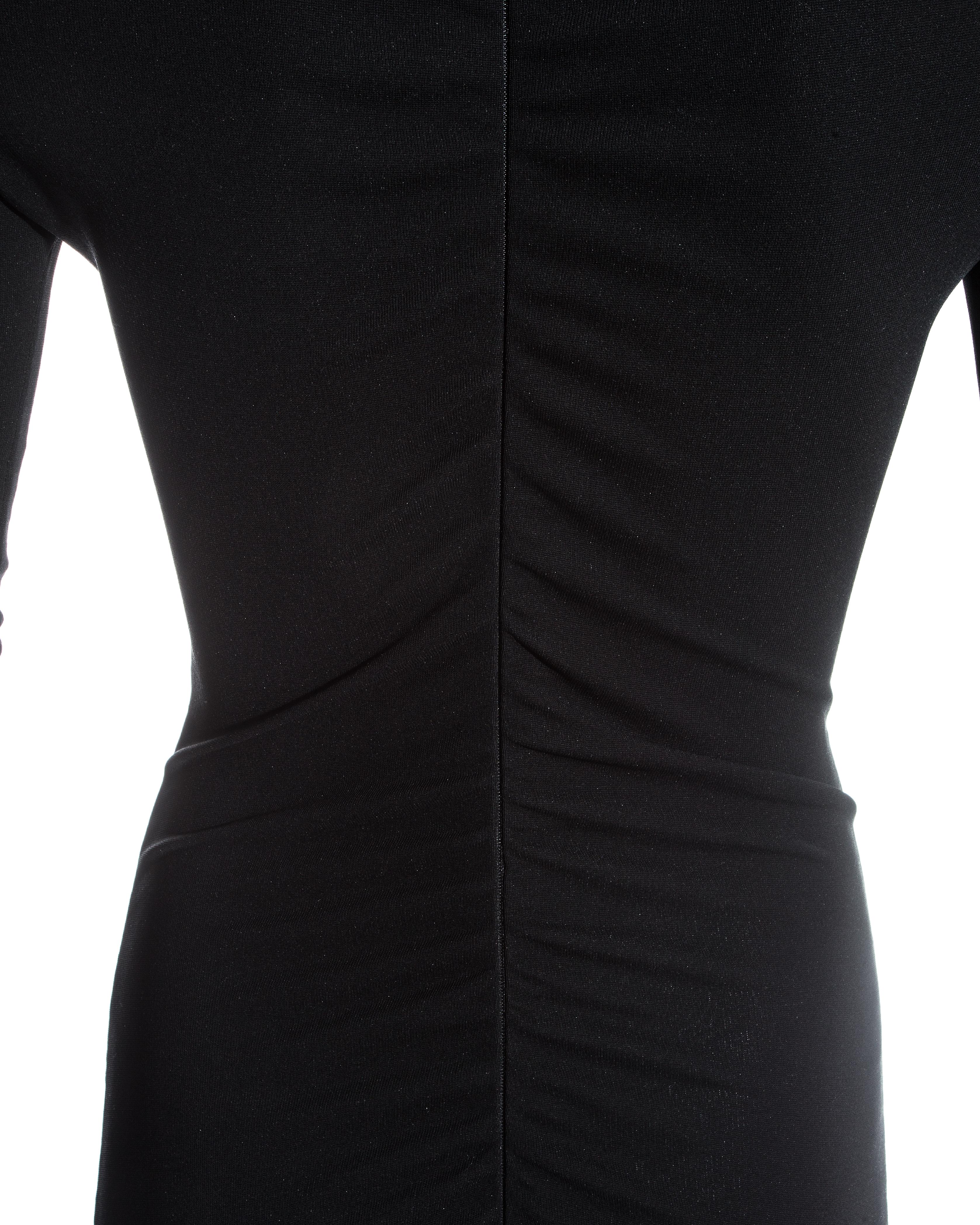 Black Dolce & Gabbana black spandex figure hugging maxi dress with cut out, c. 1990s For Sale