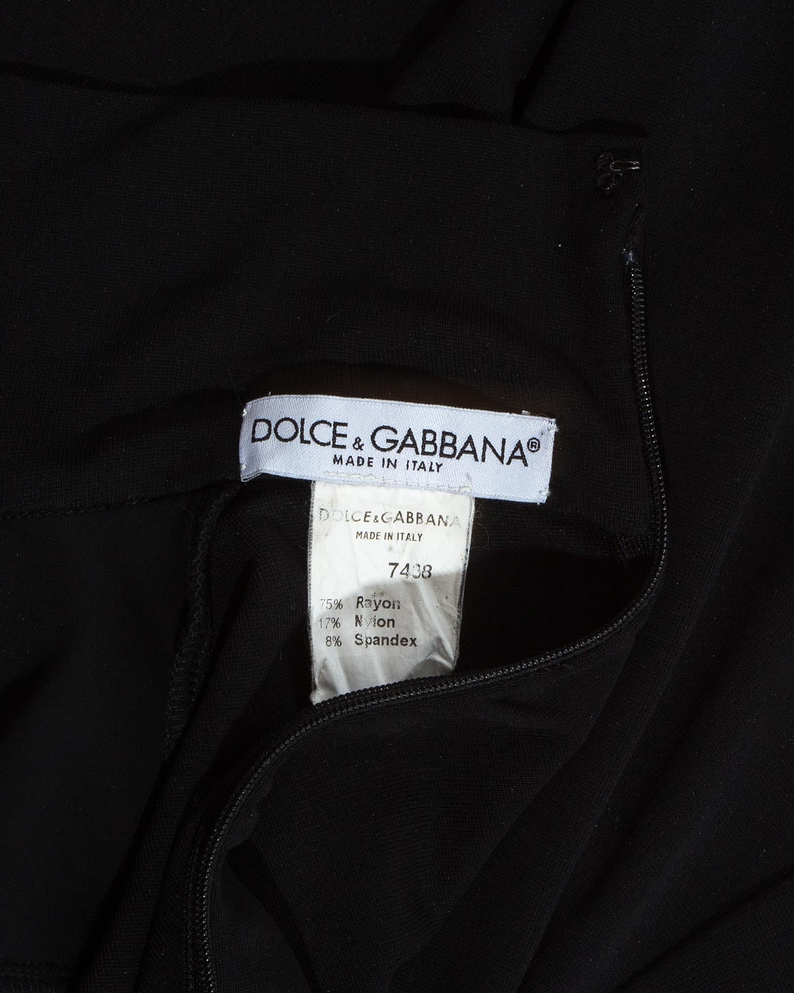 Dolce & Gabbana black spandex figure hugging maxi dress with cut out, c. 1990s In Good Condition For Sale In London, GB