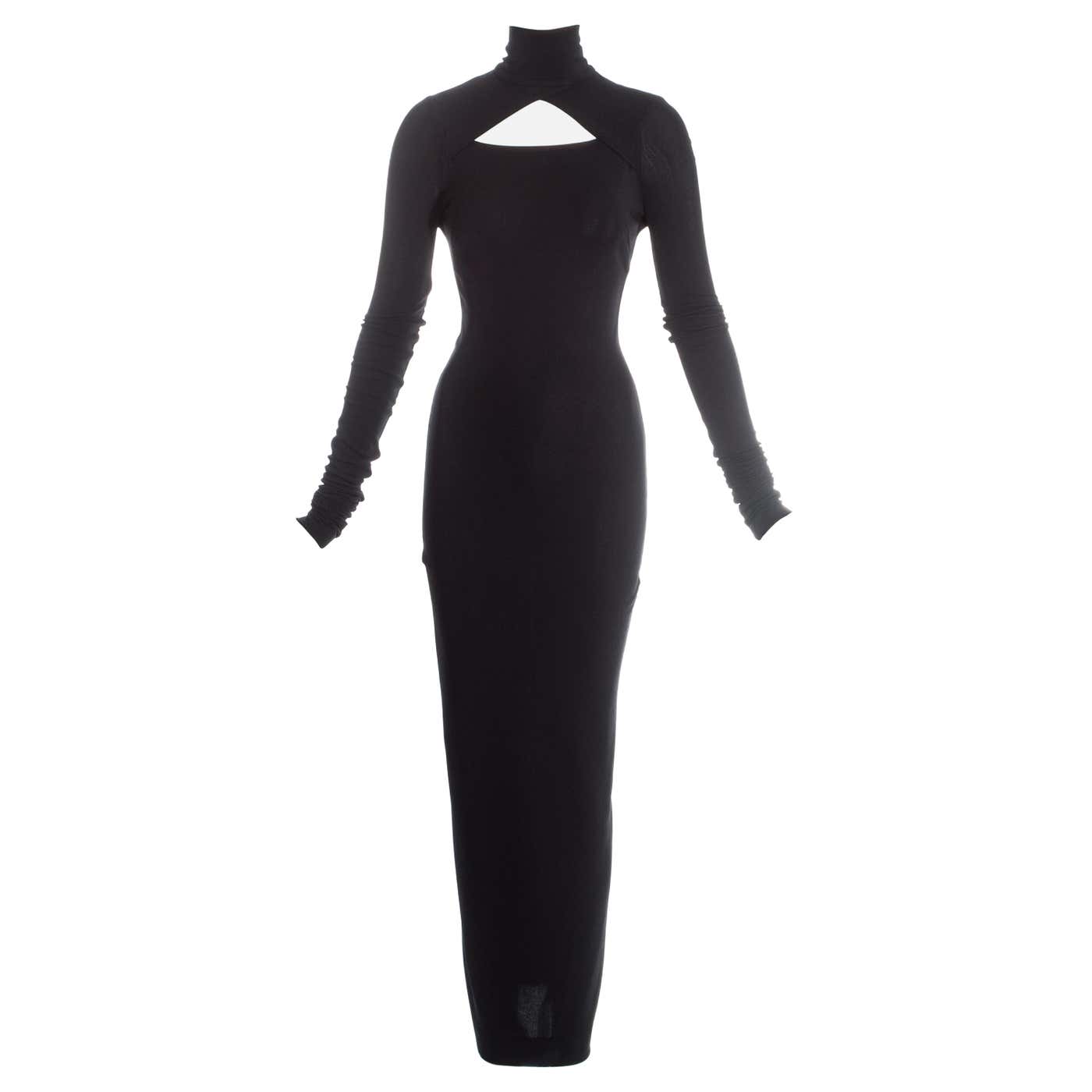 Dolce and Gabbana black spandex figure hugging maxi dress with cut out ...