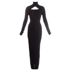 Dolce & Gabbana black spandex figure hugging maxi dress with cut out, c. 1990s