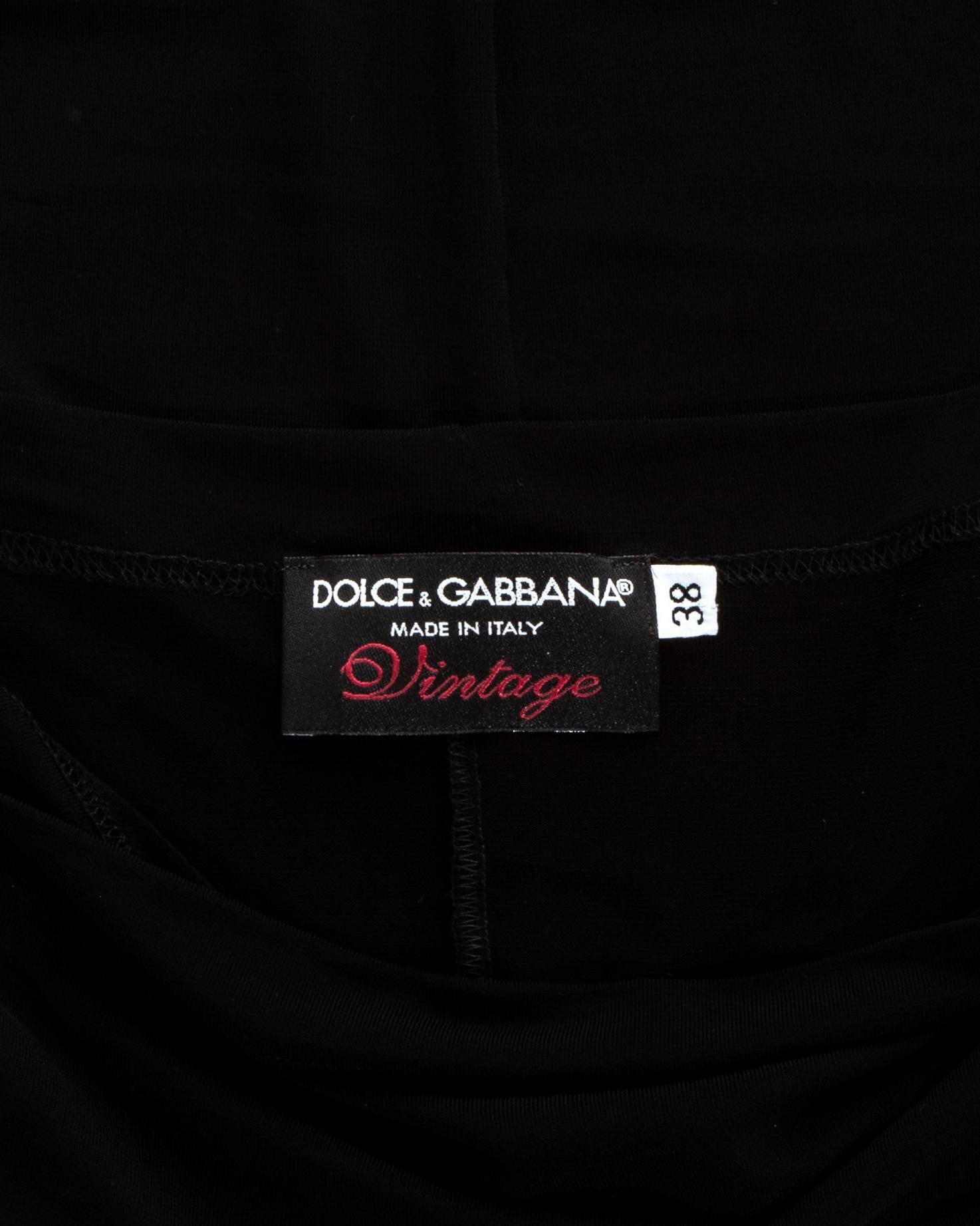 Black Dolce & Gabbana black spandex figure hugging mini dress and sleeves, ss 2003