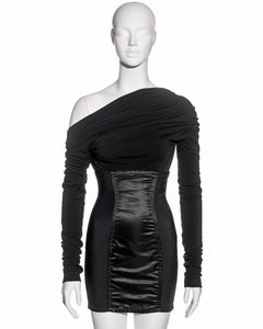 Dolce & Gabbana black spandex long sleeve mini dress, ss 1992