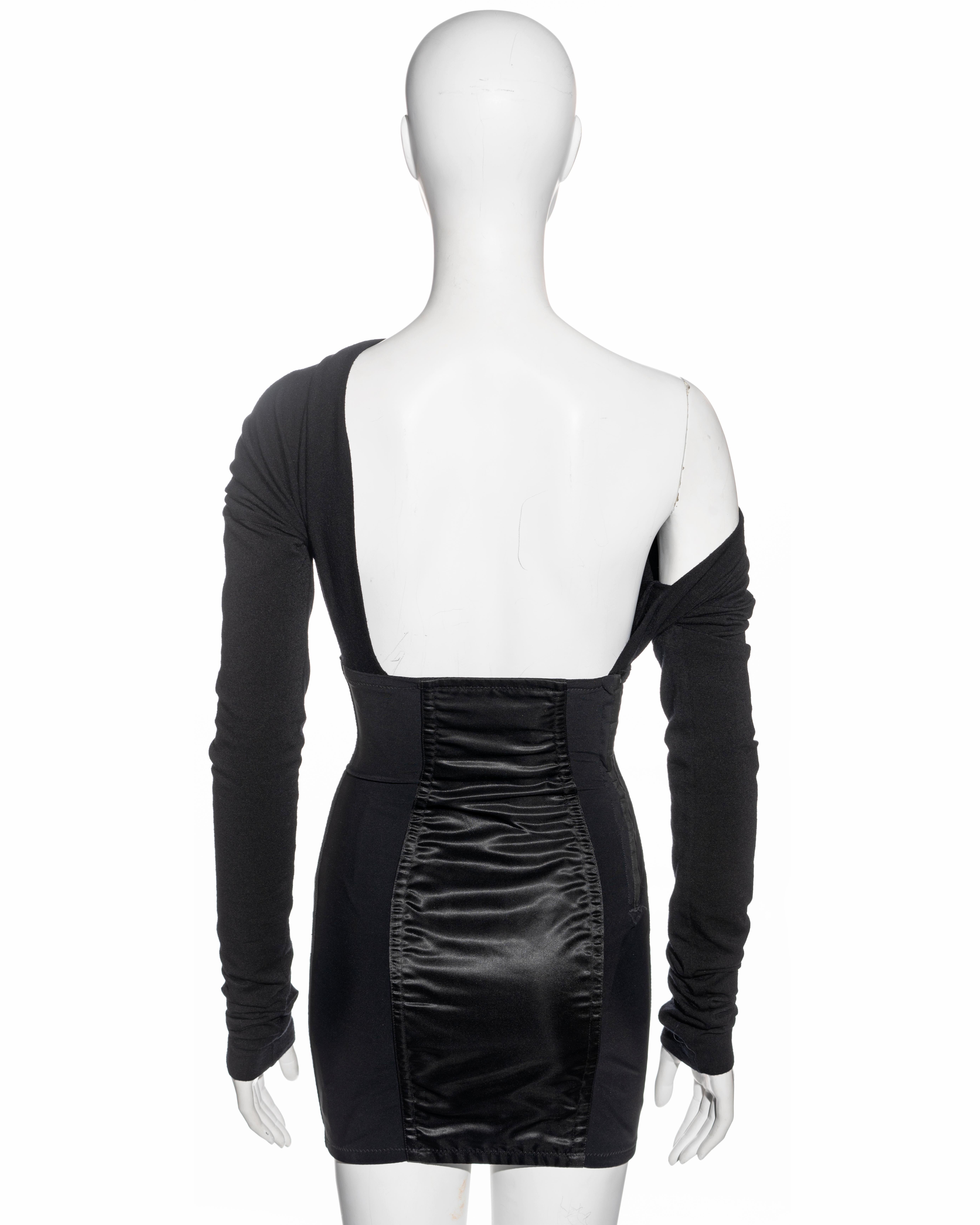 Dolce & Gabbana black spandex long sleeve mini dress, ss 1992 In Good Condition For Sale In London, GB