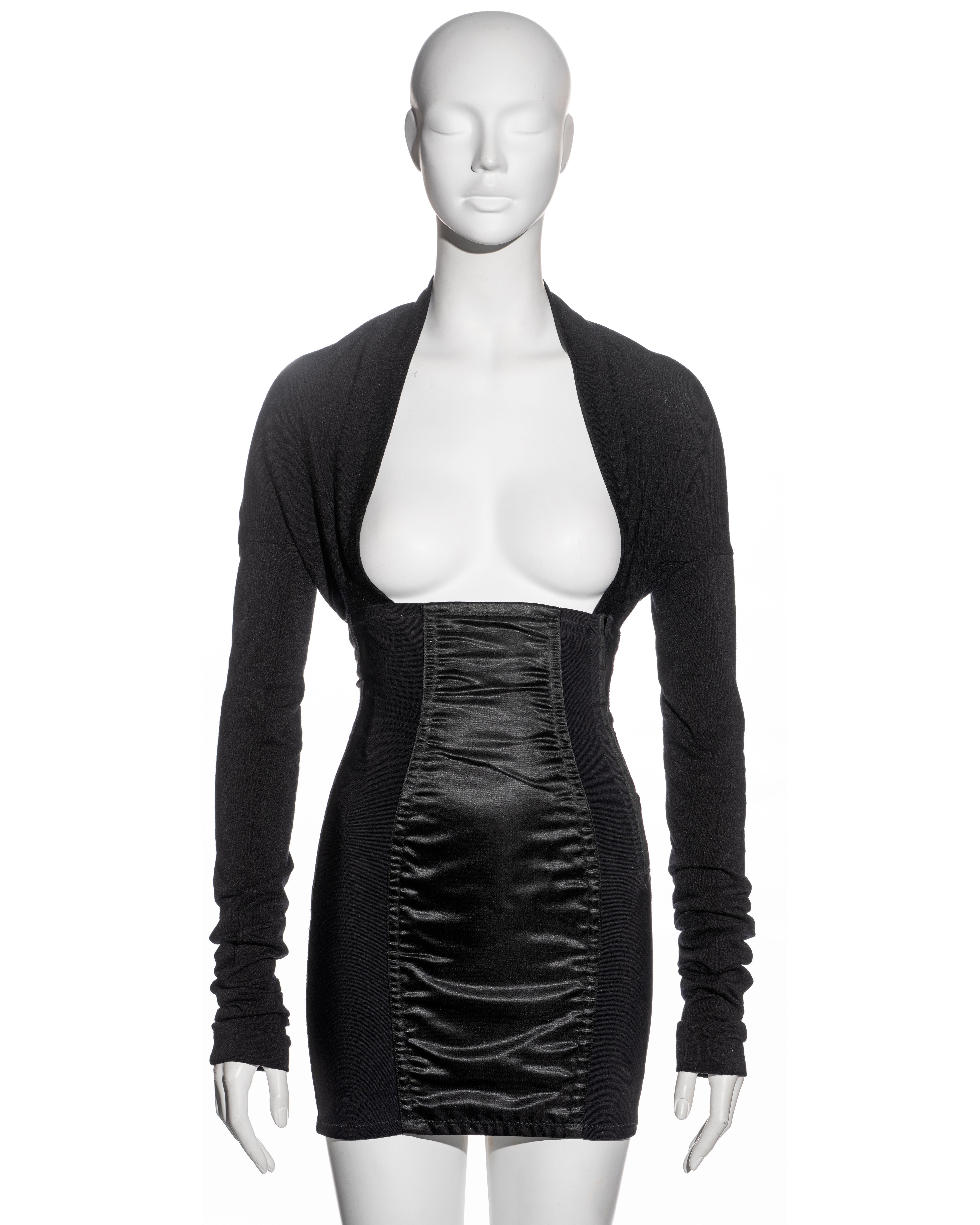 Dolce & Gabbana black spandex long sleeve mini dress, ss 1992 For Sale 1