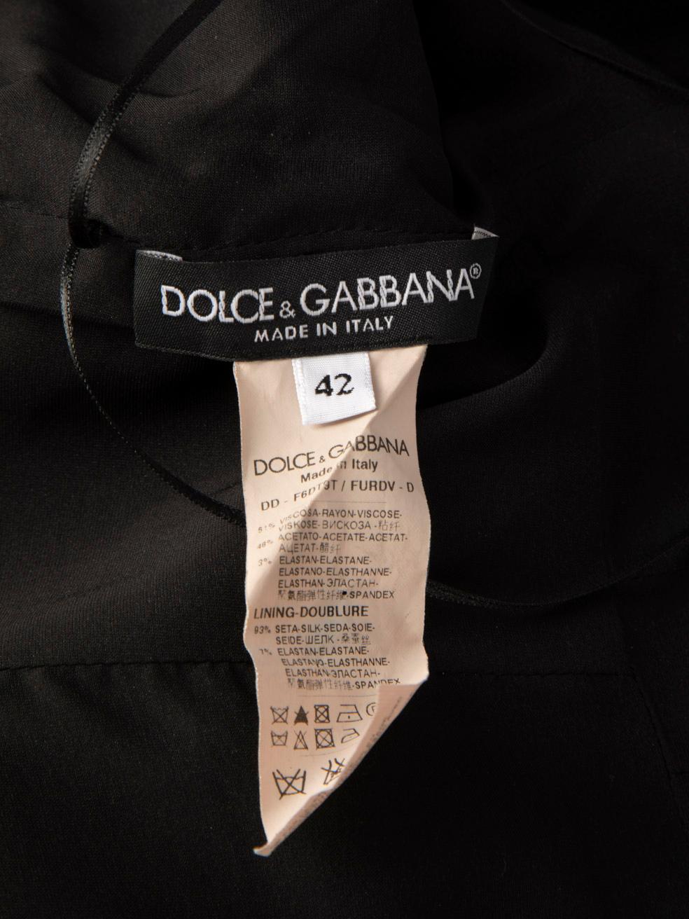 Dolce & Gabbana Black Square Neck Midi Dress Size M For Sale 4