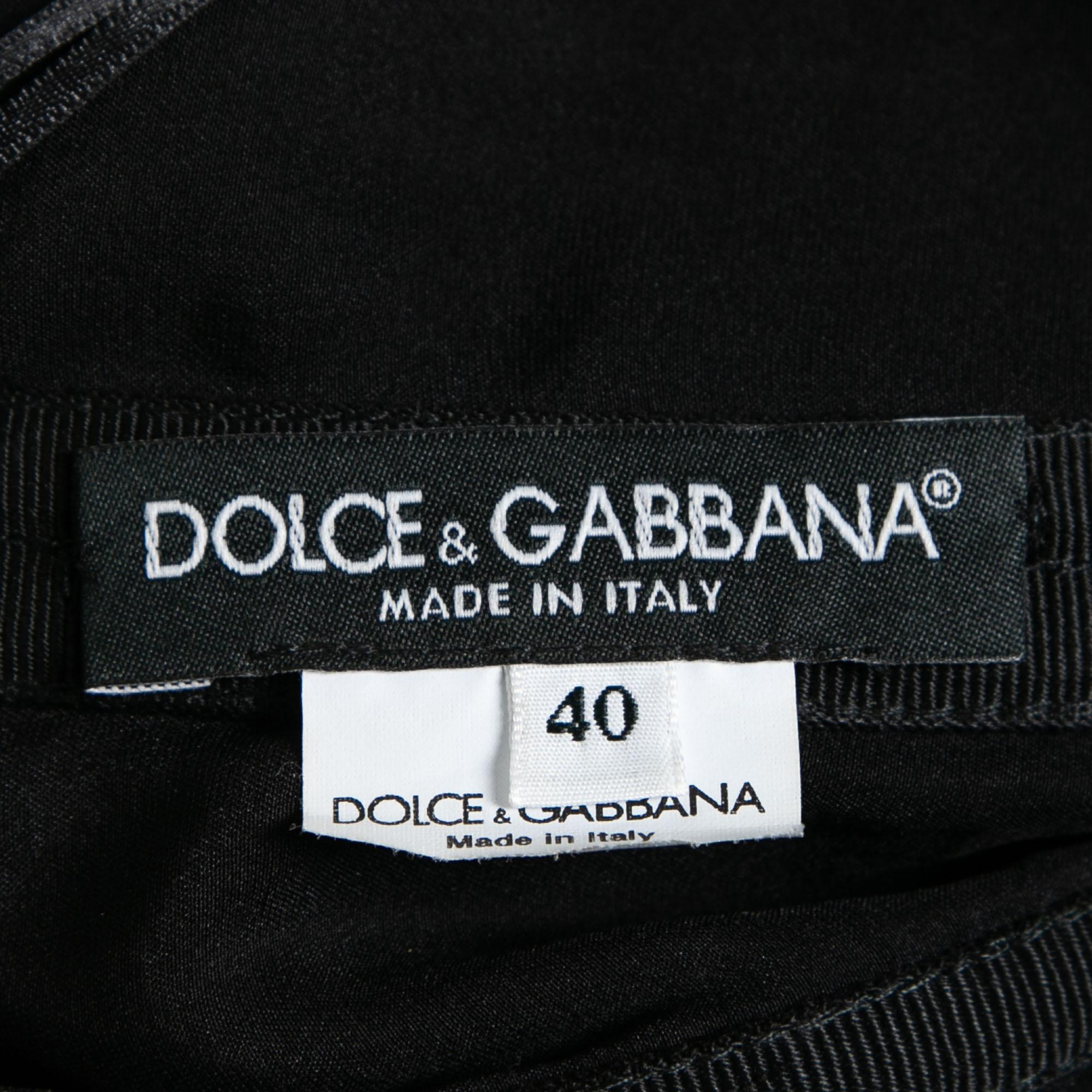 Dolce & Gabbana Black Start Printed Satin Corset Top S In Good Condition In Dubai, Al Qouz 2