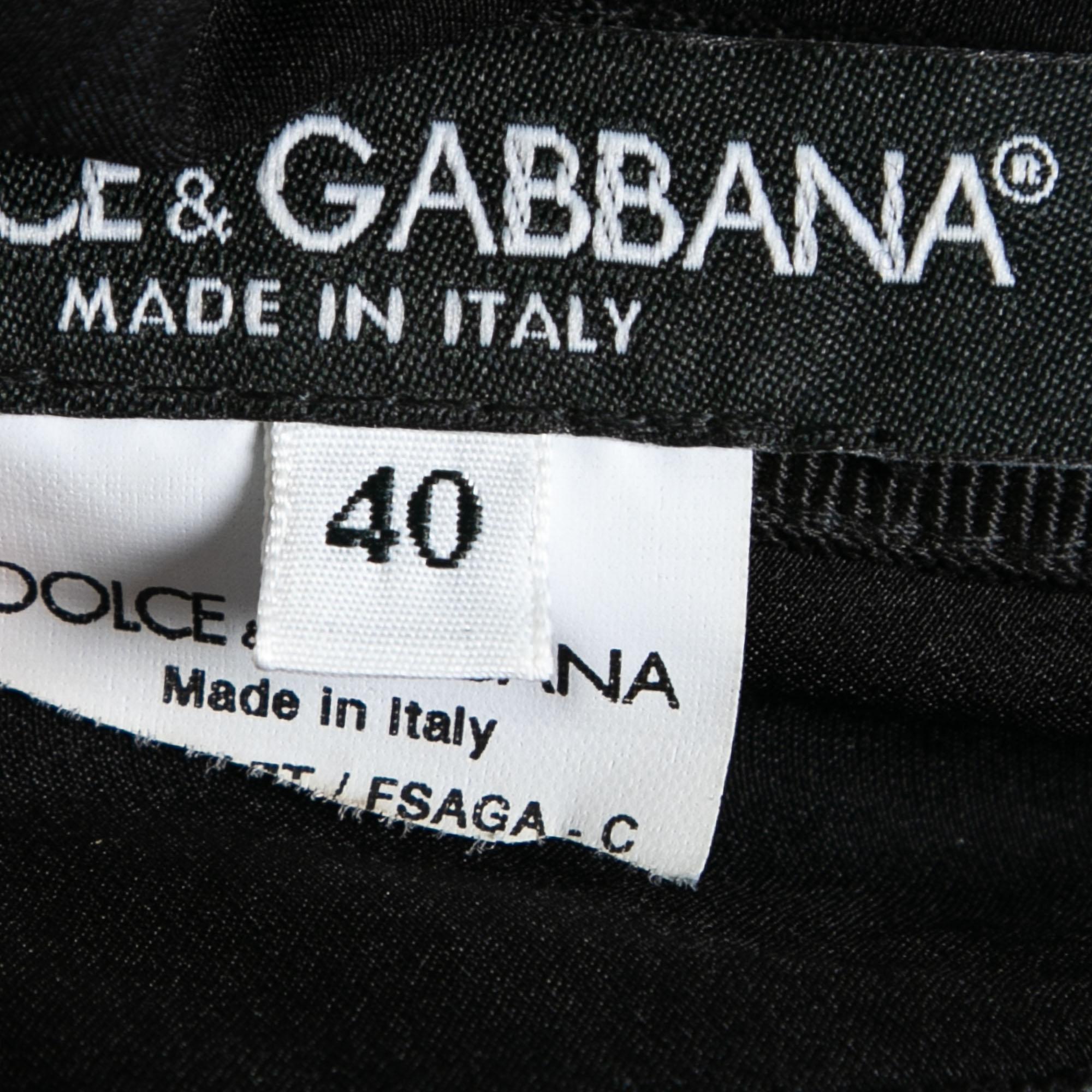 Women's Dolce & Gabbana Black Start Printed Satin Corset Top S