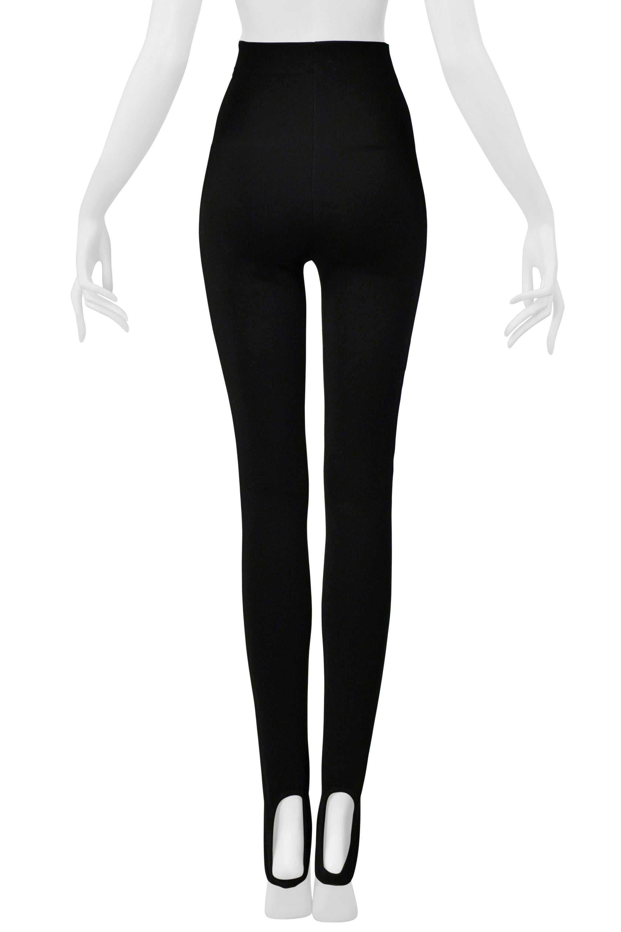 Dolce & Gabbana Legging noir à étriers avec fermetures éclair géantes dorées en vente 1