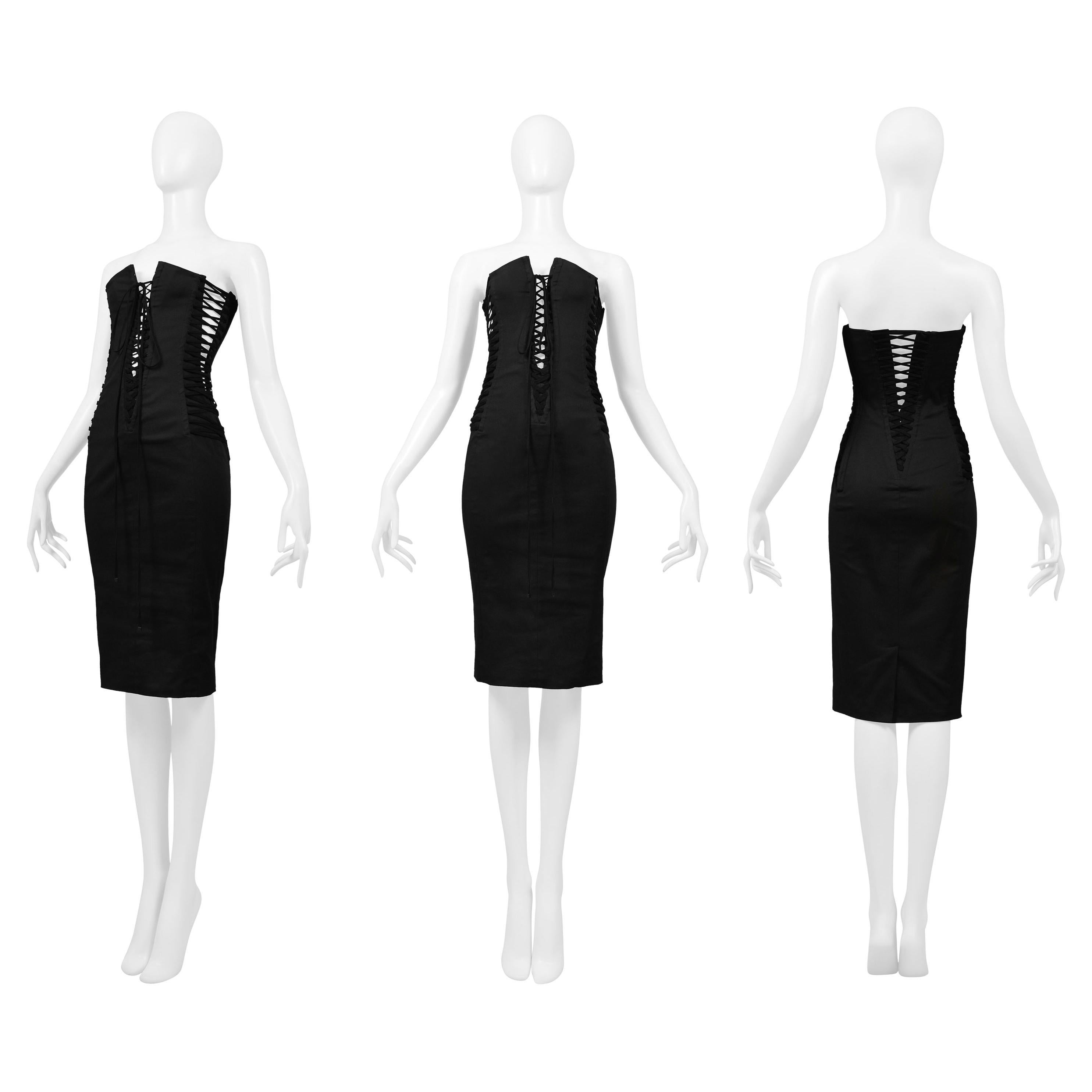 Dolce & Gabbana Black Strapless Corset Dress 2002 For Sale 3