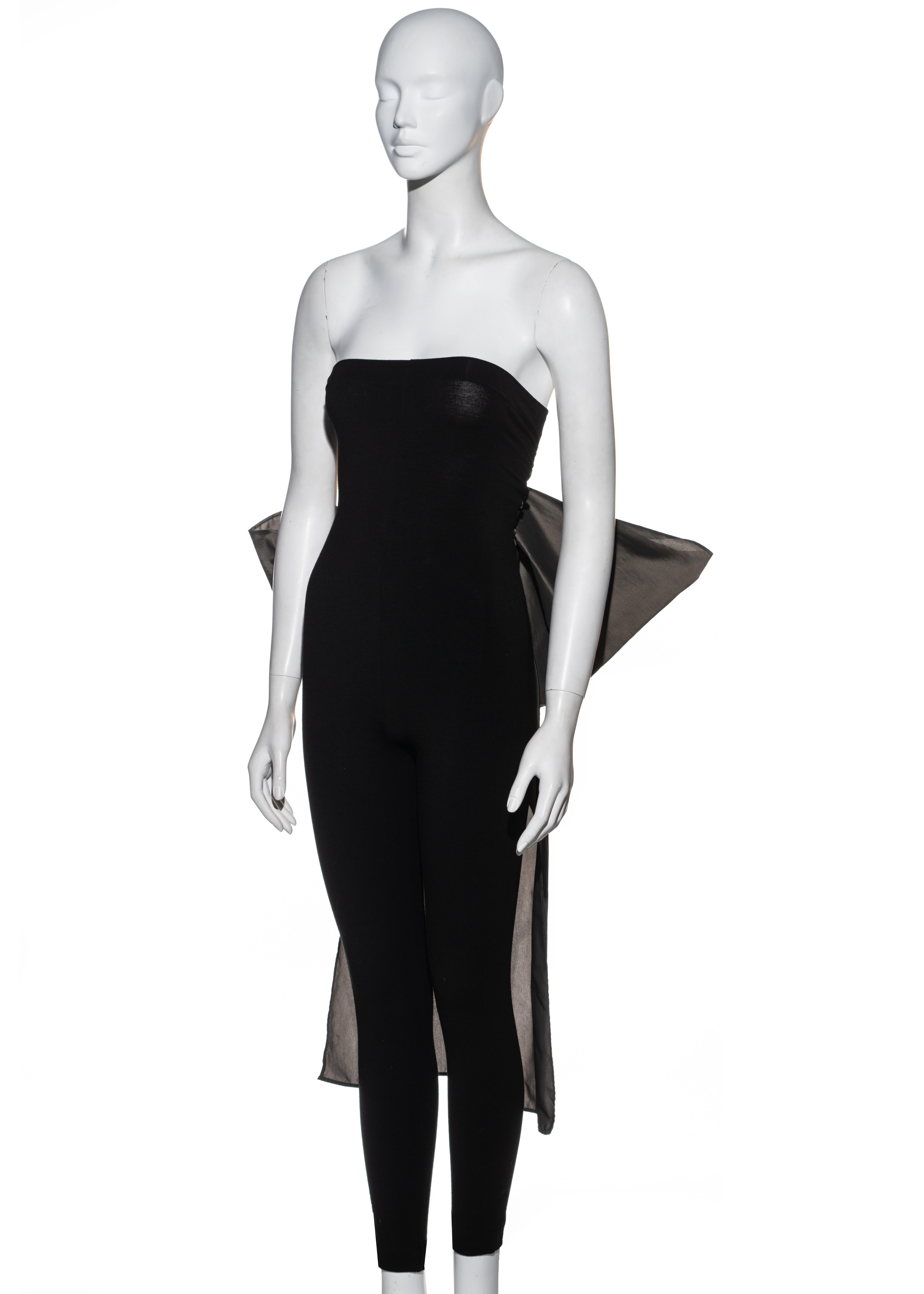 Dolce & Gabbana black strapless jumpsuit with large taffeta bow, fw 1991 1