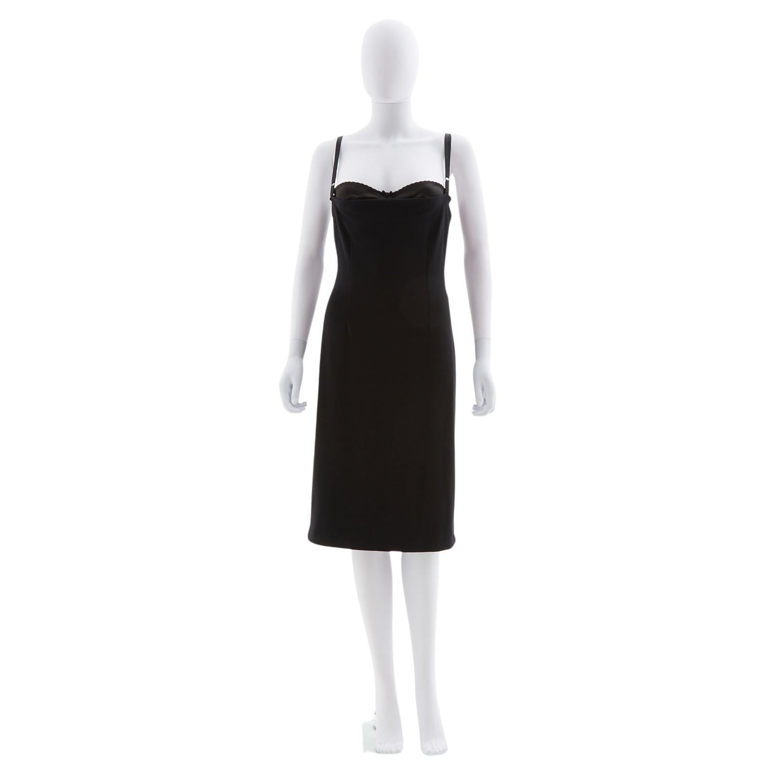 Dolce & Gabbana black stretch bodycon cocktail dress, early 2000s For Sale