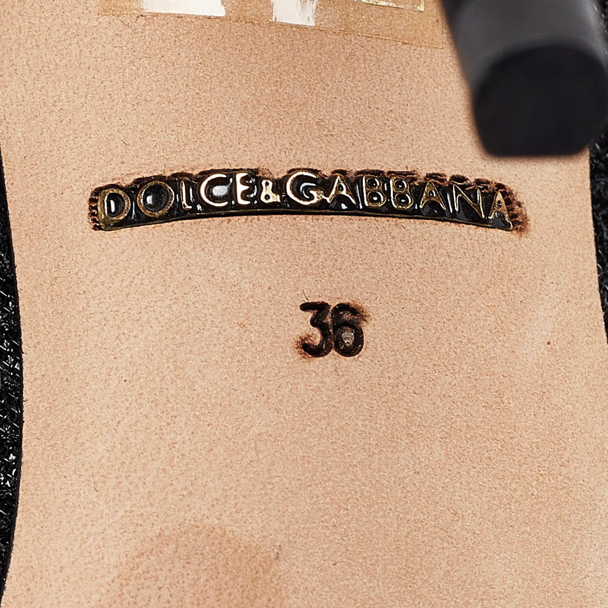 Dolce & Gabbana Botines negros de malla y encaje elástico talla 36 3