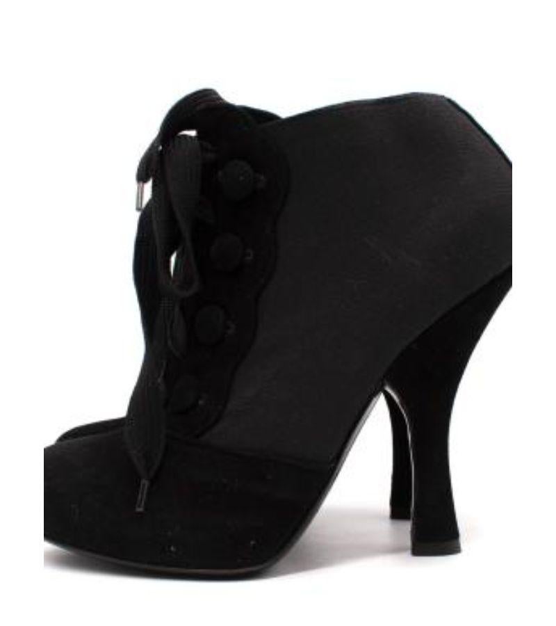 Women's Dolce & Gabbana Black Stretch Mesh & Suede Lace-Up Heeled Booties For Sale