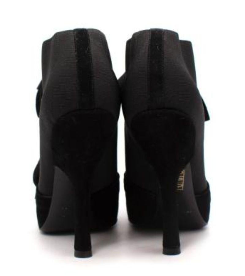 Dolce & Gabbana Black Stretch Mesh & Suede Lace-Up Heeled Booties For Sale 1