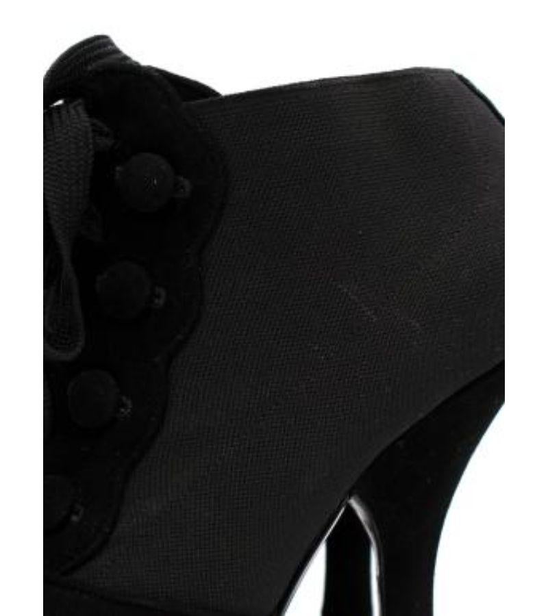 Dolce & Gabbana Black Stretch Mesh & Suede Lace-Up Heeled Booties For Sale 2