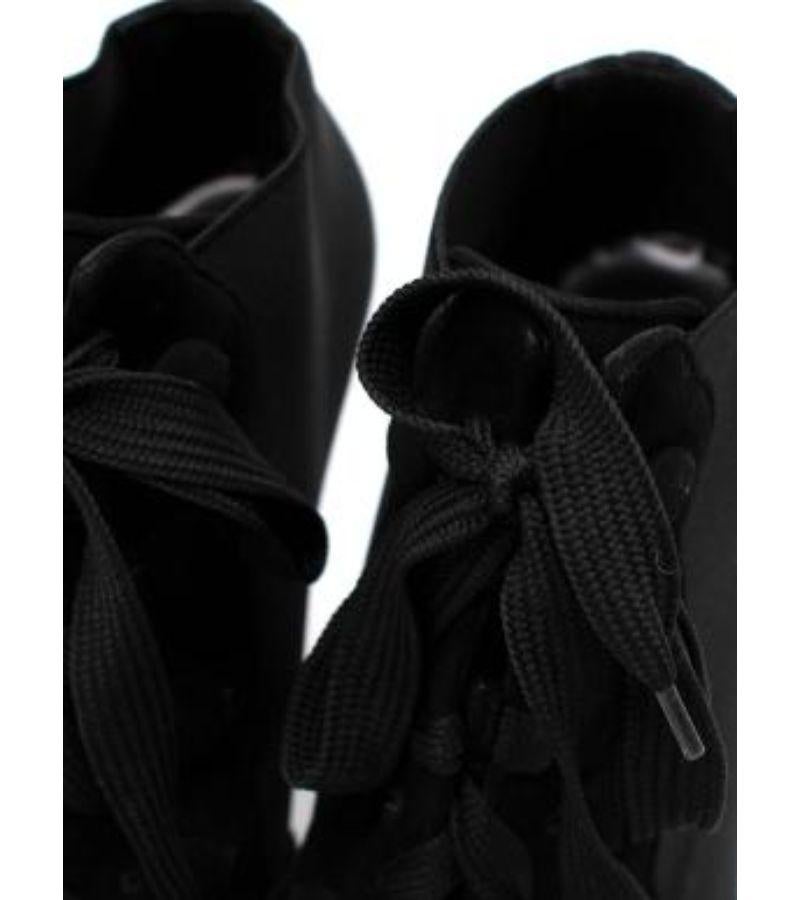 Dolce & Gabbana Black Stretch Mesh & Suede Lace-Up Heeled Booties For Sale 3
