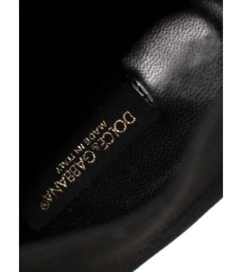 Dolce & Gabbana Black Stretch Mesh & Suede Lace-Up Heeled Booties For Sale 4