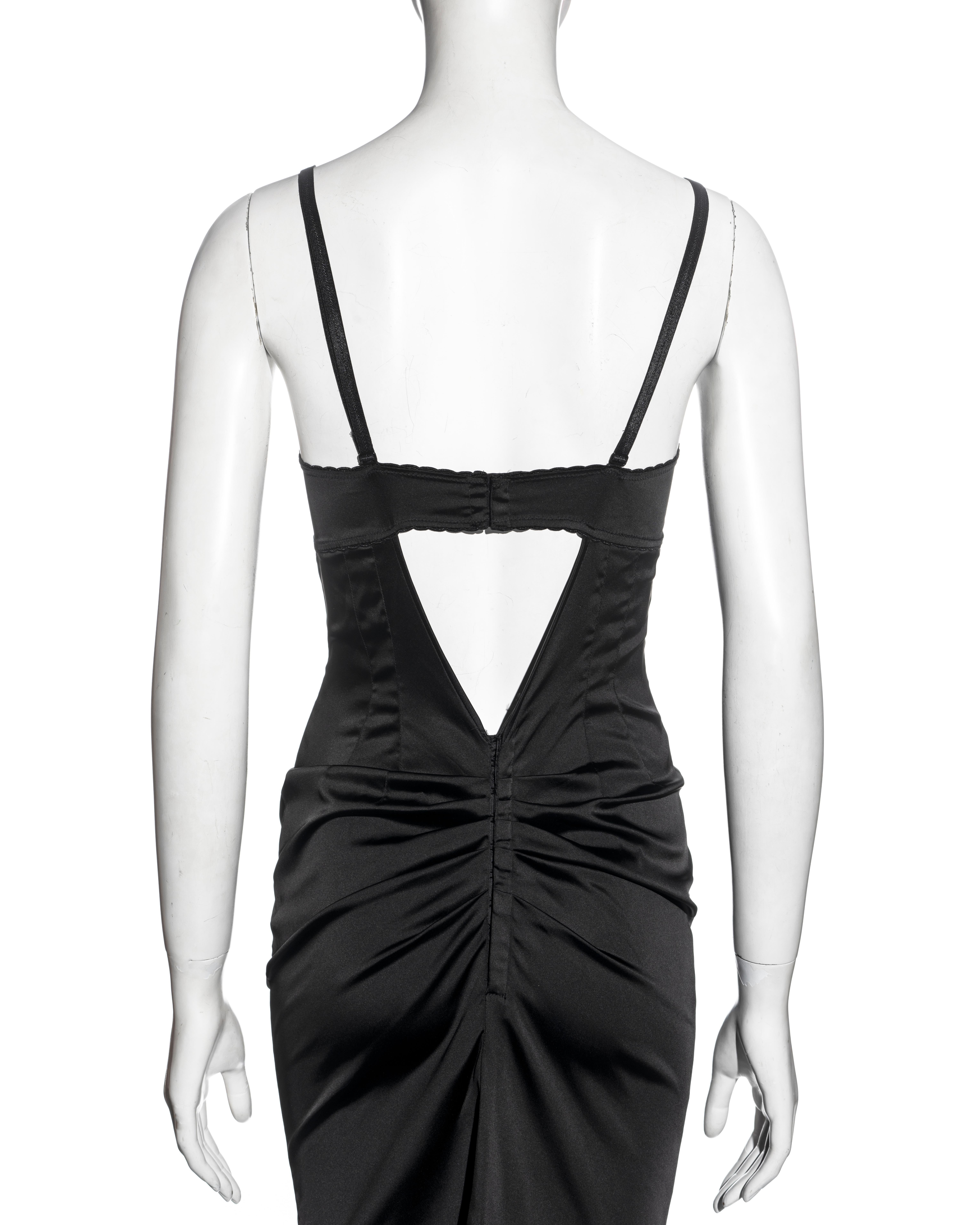 Black Dolce & Gabbana black stretch satin evening dress, fw 1998 For Sale