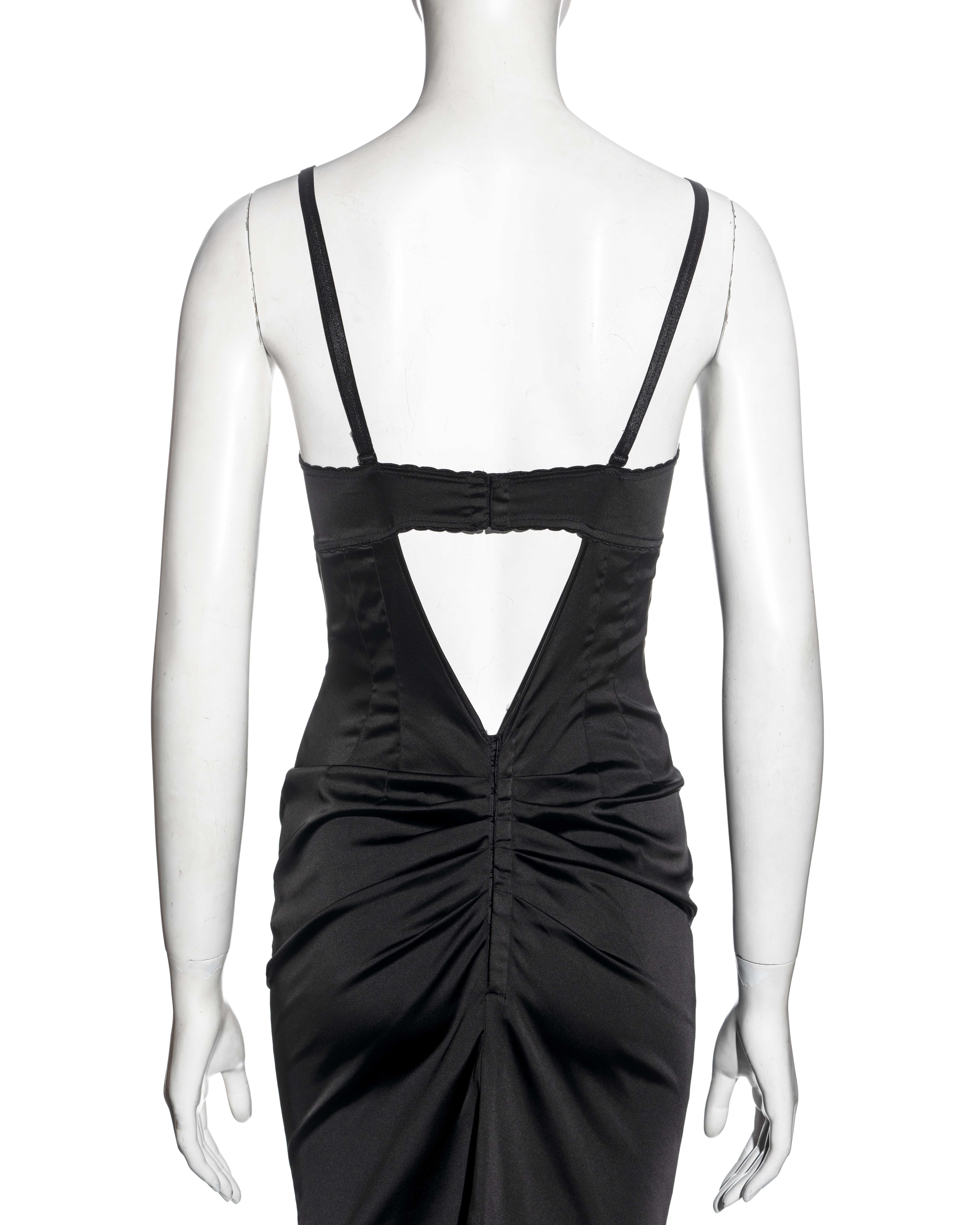Dolce & Gabbana vestido de noche de satén elástico negro, fw 1998 Negro en venta