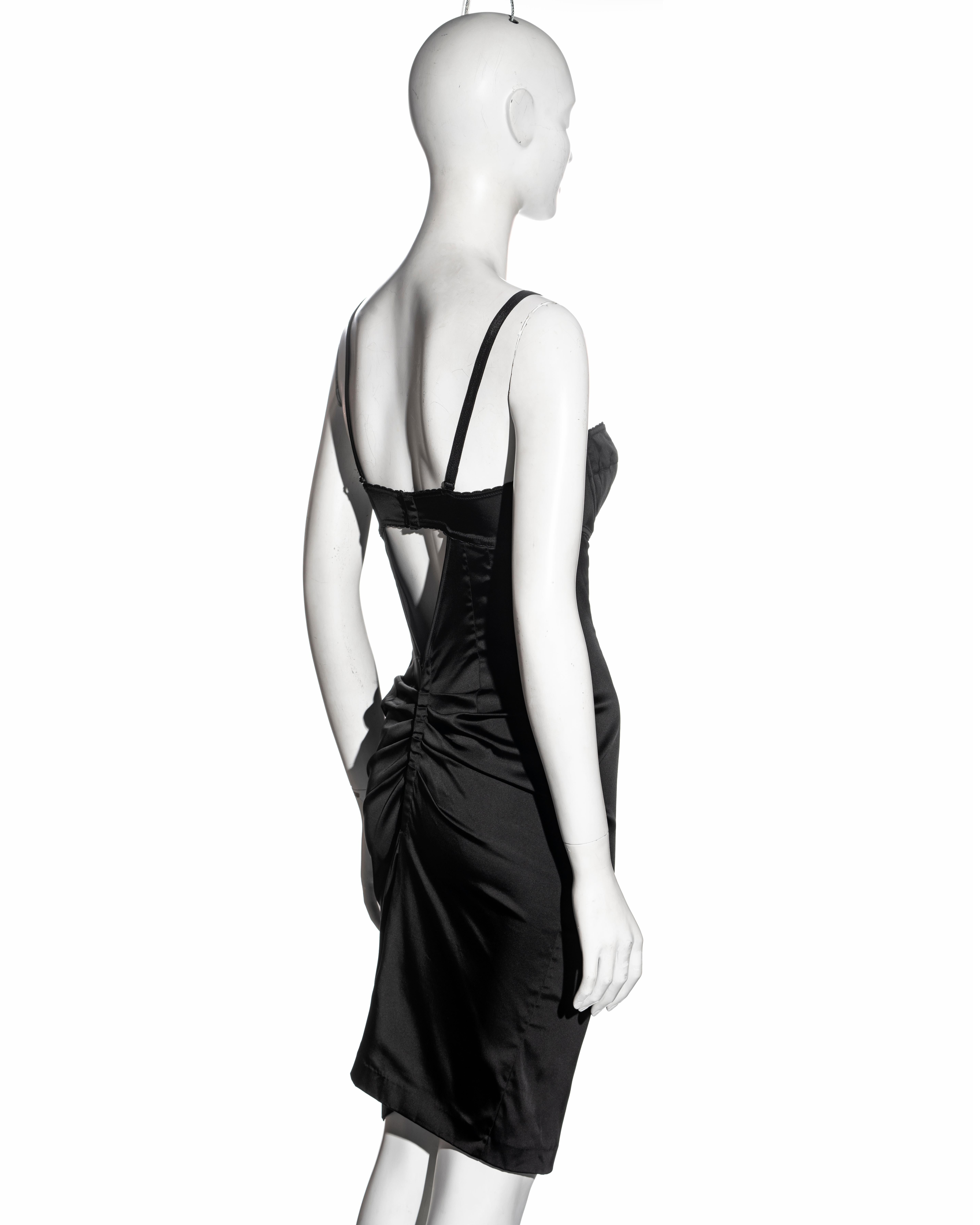 Dolce & Gabbana black stretch satin evening dress, fw 1998 For Sale 1