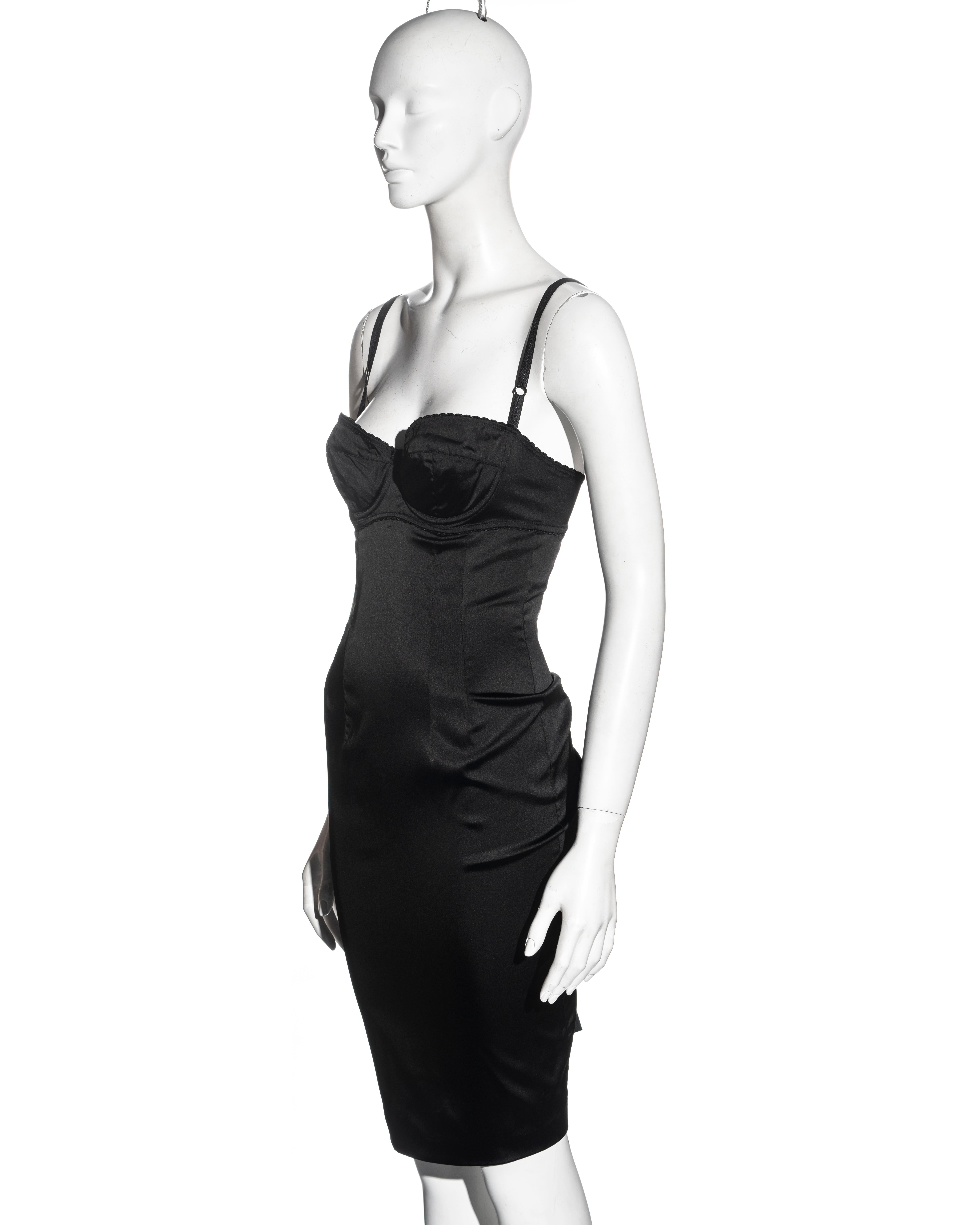 Dolce & Gabbana black stretch satin evening dress, fw 1998 For Sale 2
