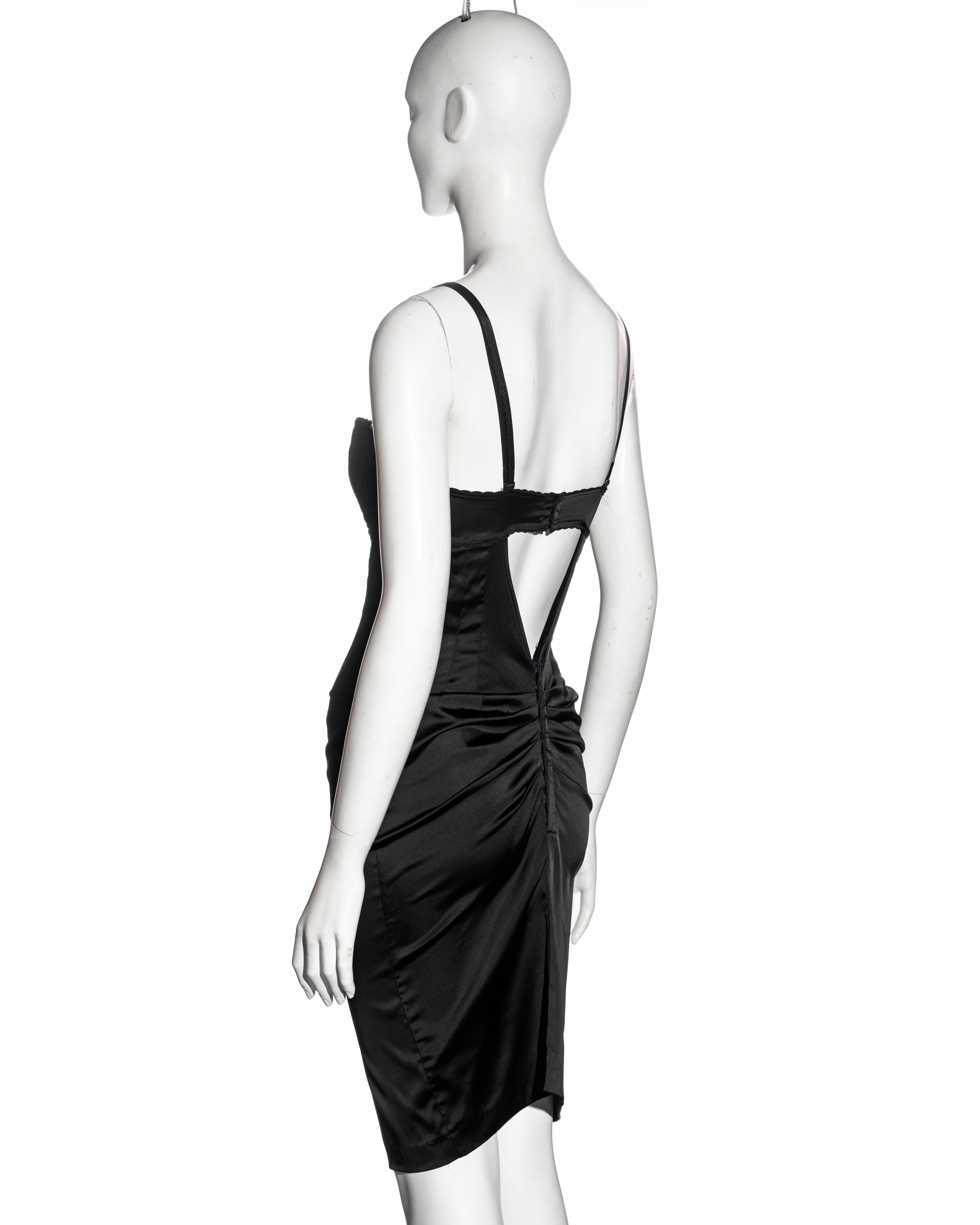 Dolce & Gabbana black stretch satin evening dress, fw 1998 For Sale 3
