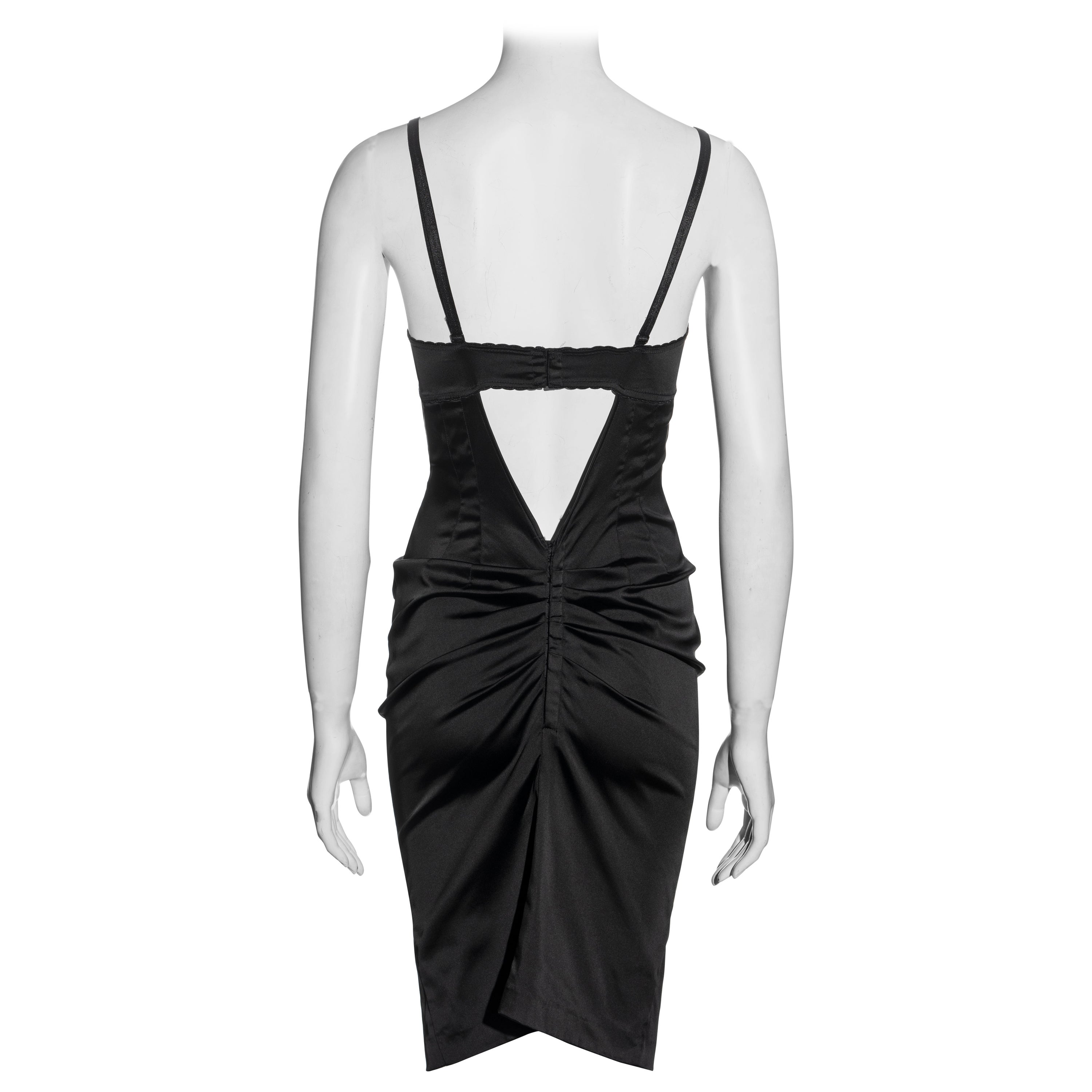 Dolce & Gabbana, abito da sera in raso elasticizzato nero, fw 1998
