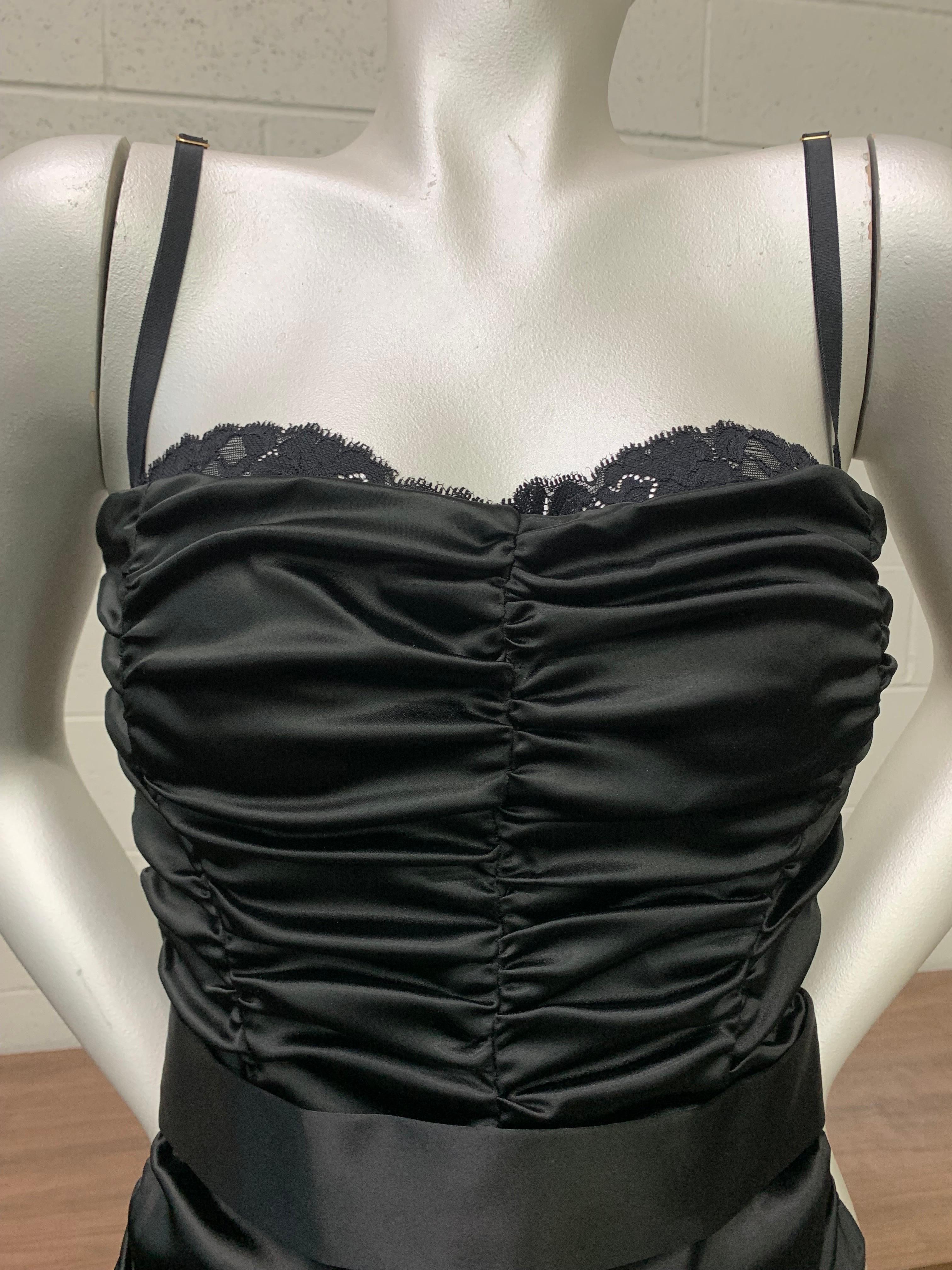 Dolce & Gabbana Black Stretch Silk Ruched 2-Piece Ensemble w Bra Underpinning  In New Condition For Sale In Gresham, OR