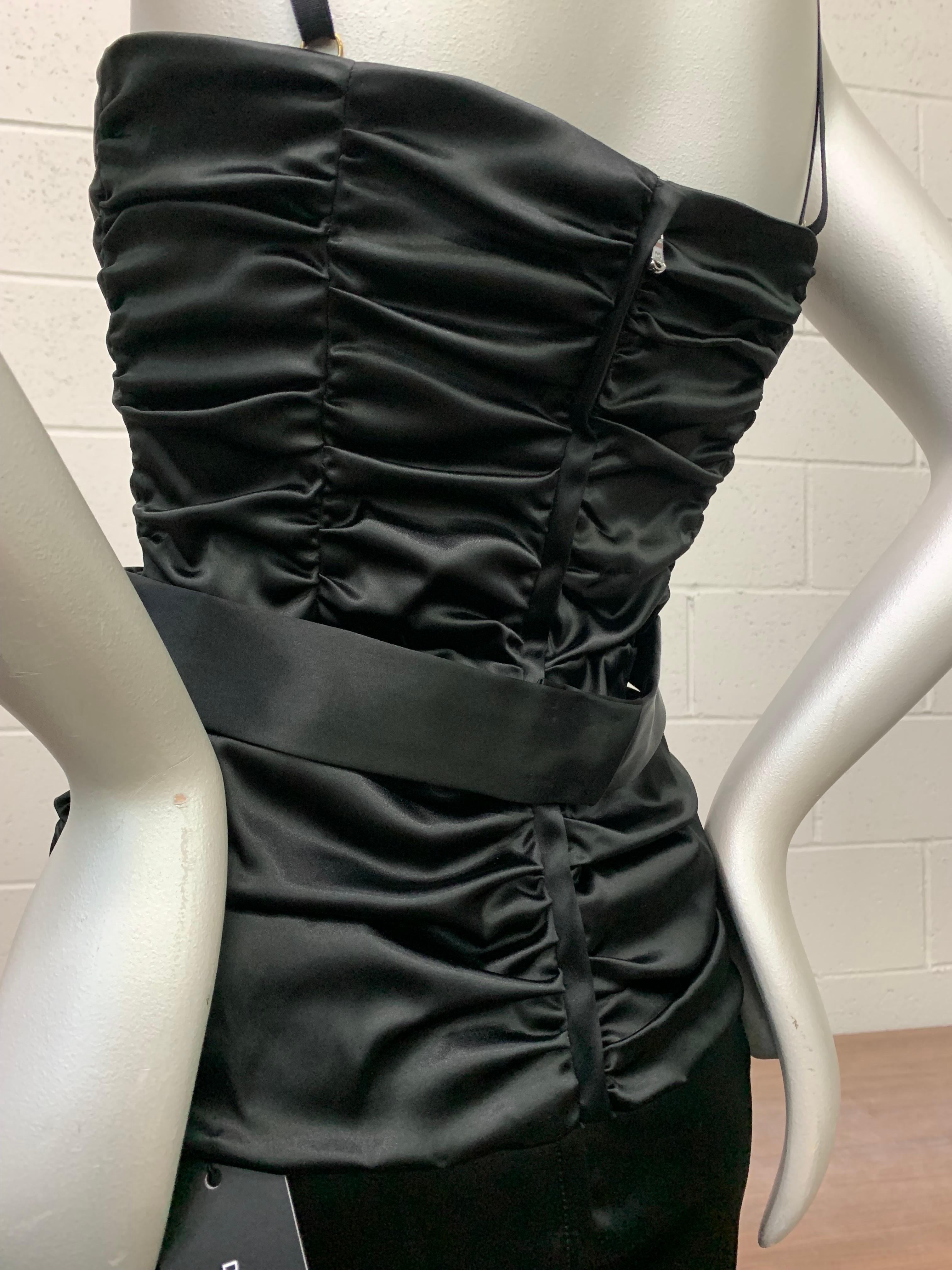 Dolce & Gabbana Black Stretch Silk Ruched 2-Piece Ensemble w Bra Underpinning  For Sale 2
