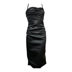 Dolce & Gabbana Black Stretch Silk Ruched 2-Piece Ensemble w Bra Underpinning