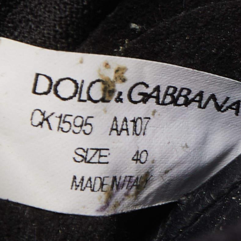 Dolce & Gabbana Black Stretch Technical Fabric DG Patch Slip On Sneakers Size 40 1