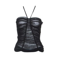 Dolce & Gabbana Black Stretch Tulle Ruched Corset Top M