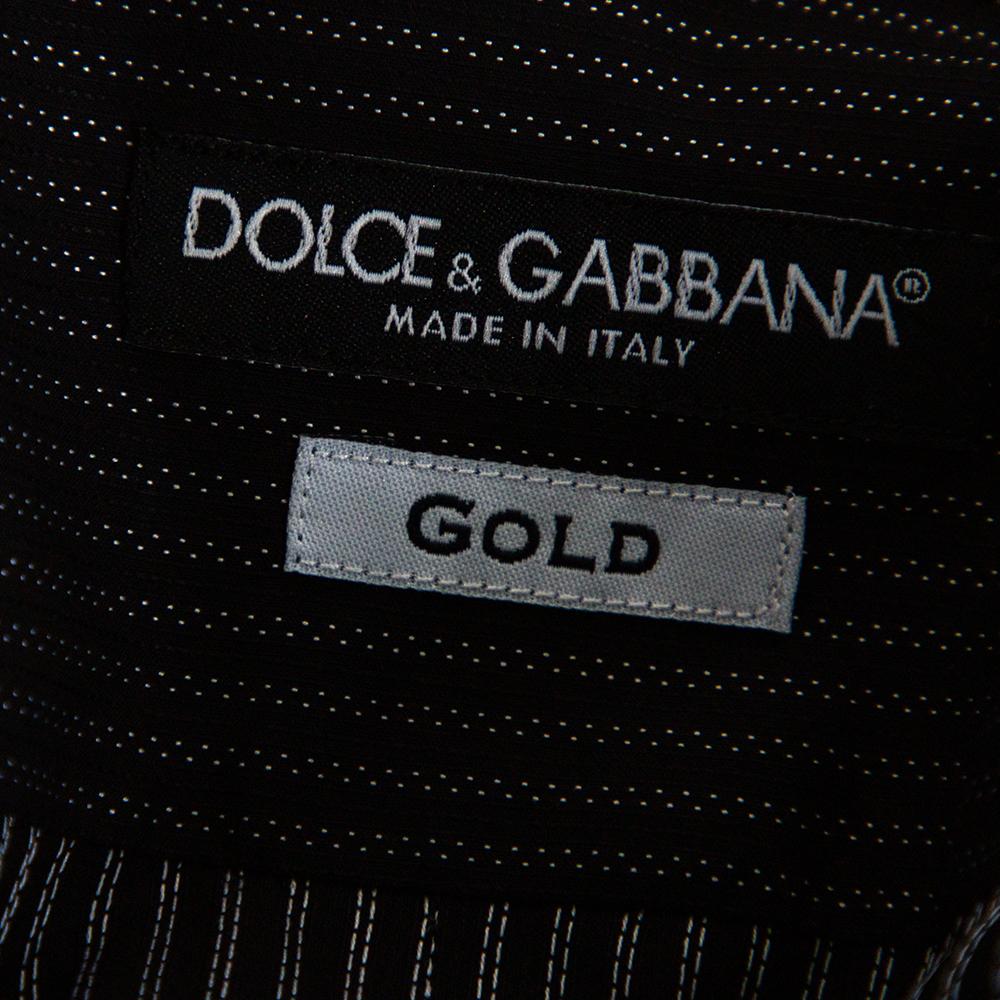 Dolce & Gabbana Black Striped Cotton Gold Label Shirt M For Sale 1