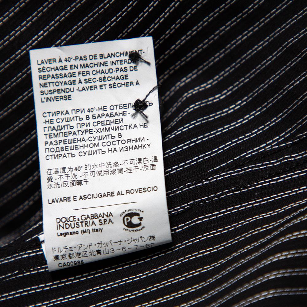 Dolce & Gabbana Black Striped Cotton Gold Label Shirt M For Sale 3