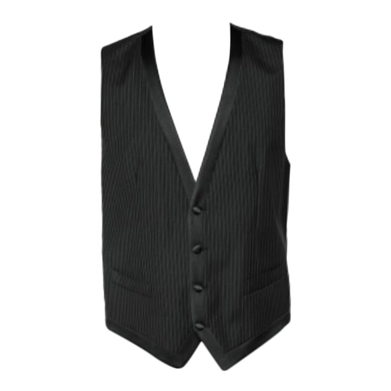Dolce 
Gabbana Black Striped Wool Button Front Vest M