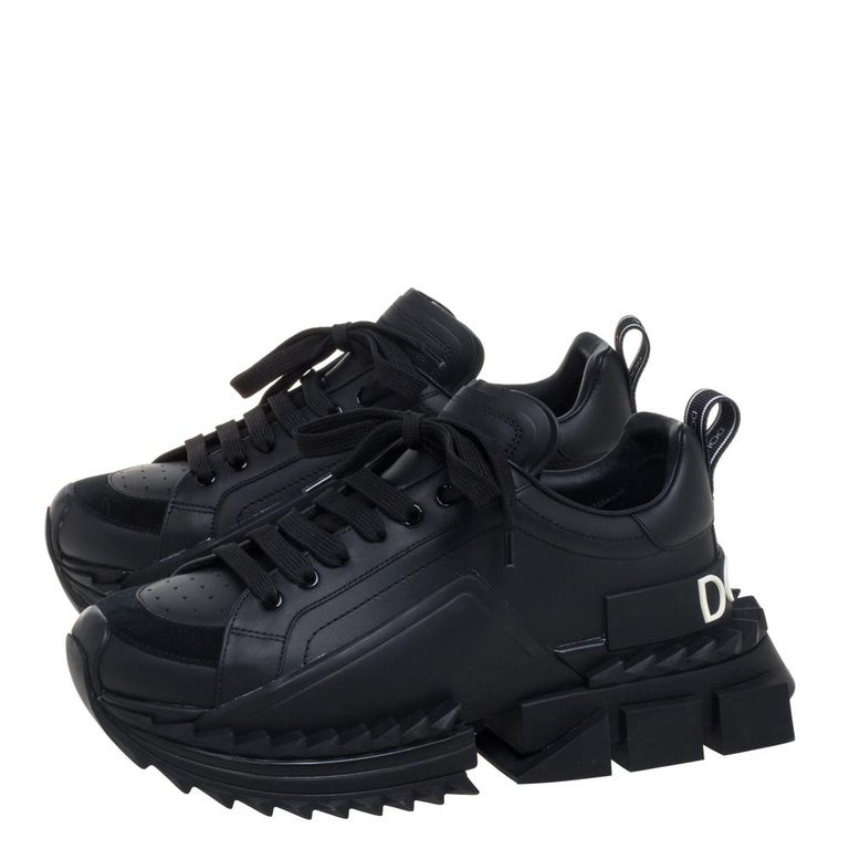 Dolce and Gabbana Black Suede And Leather Super King Low Top Sneakers ...