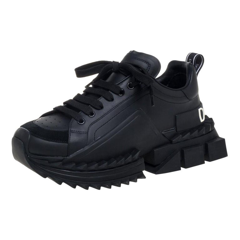 Dolce and Gabbana Black Suede And Leather Super King Low Top Sneakers ...