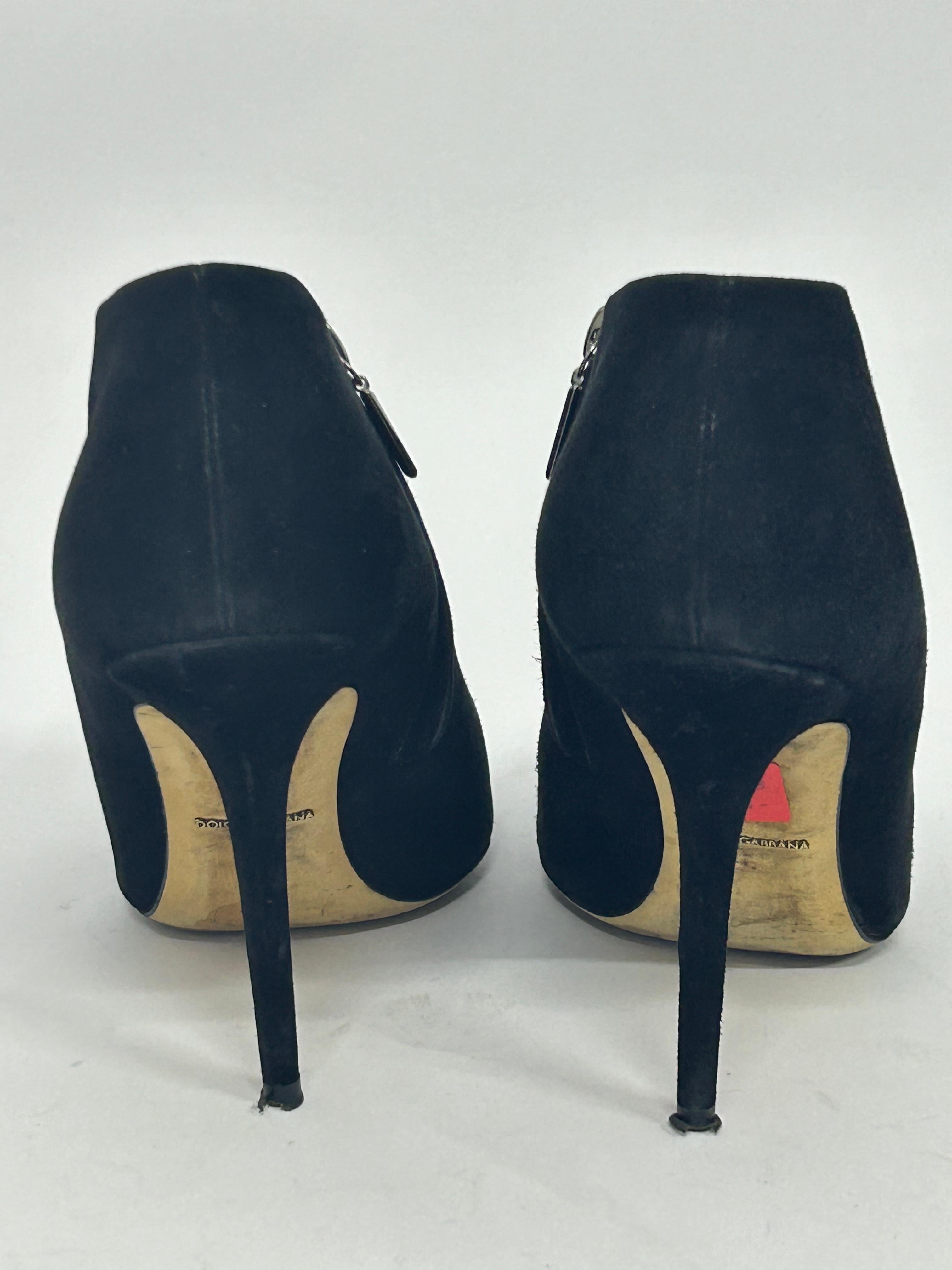 Dolce & Gabbana Black Suede Ankle Boots Size EU 40 3
