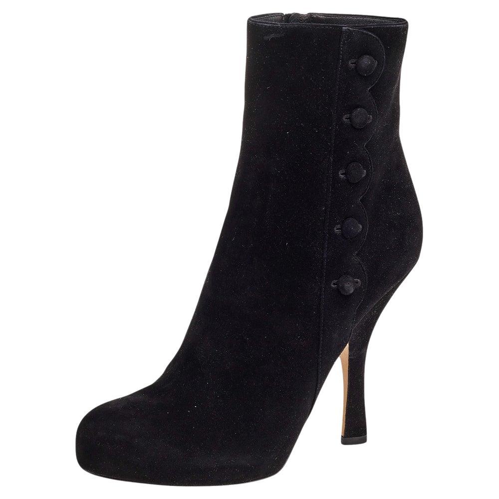 Dolce & Gabbana Black Suede Ankle Length Boots Size 40 For Sale
