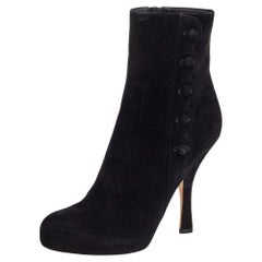 Dolce & Gabbana Black Suede Ankle Length Boots Size 40