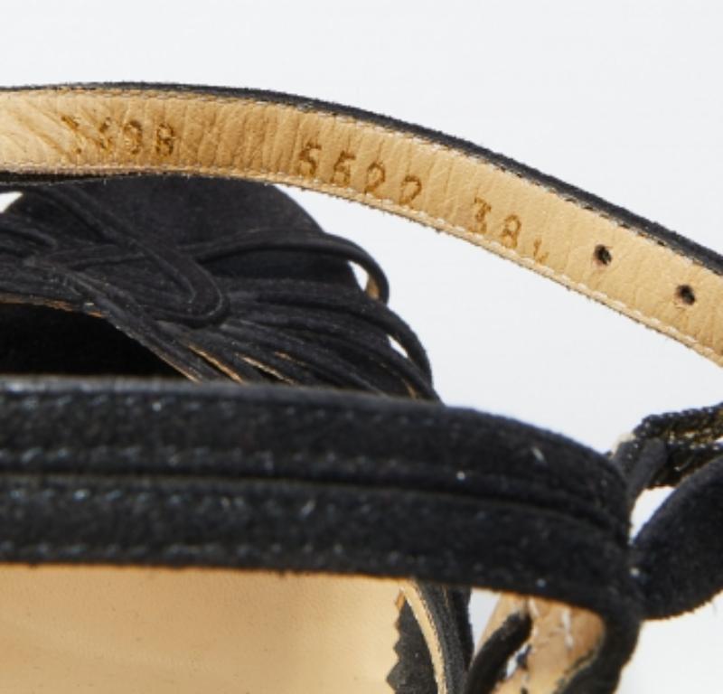 Dolce & Gabbana Sandali con cinturino alla caviglia in pelle scamosciata nera taglia 38,5 in vendita 3