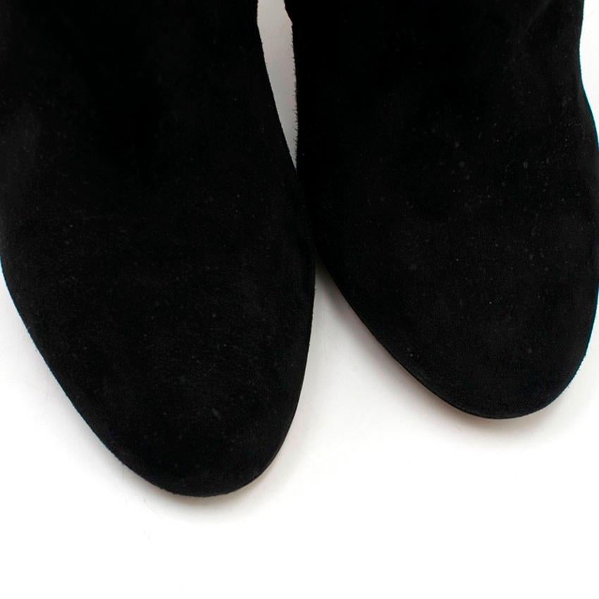 Dolce & Gabbana Black Suede Clock Embellished Heel Ankle Boots SIZE 37.5 In Good Condition In London, GB
