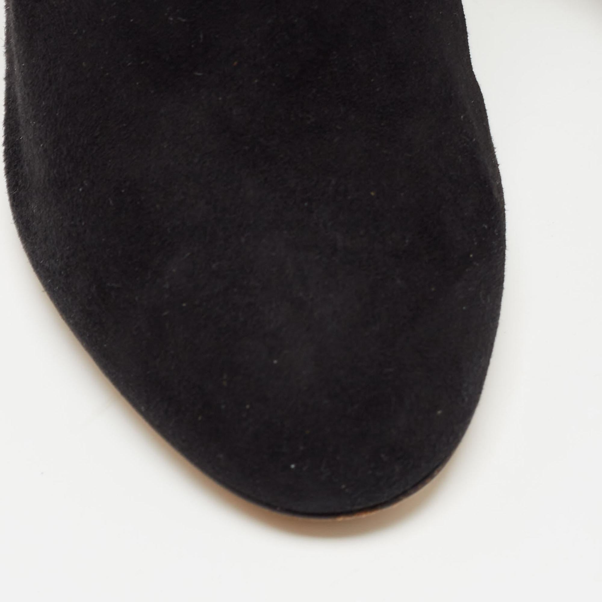 Dolce & Gabbana Black Suede Crystal Embellished Clock Heel Ankle Boots Size 38 For Sale 3