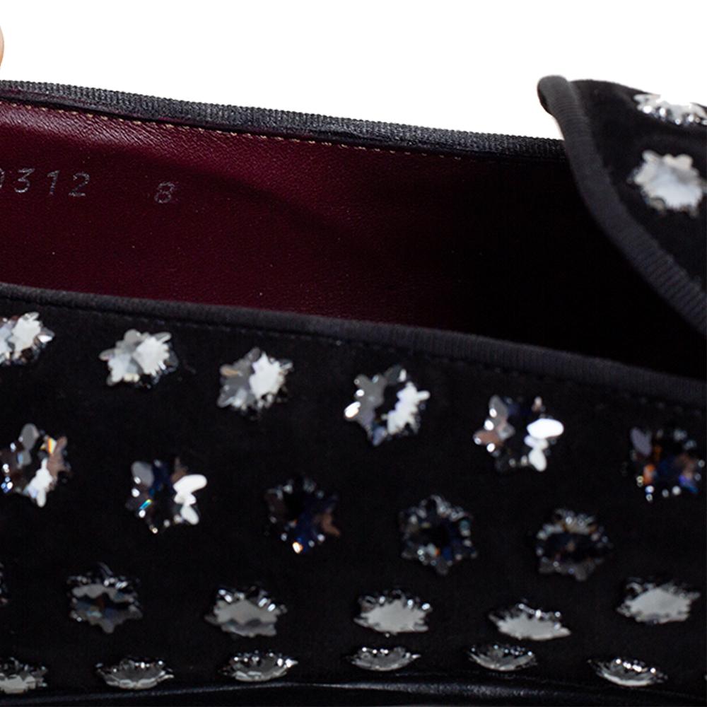 Dolce & Gabbana Black Suede Crystal Embellished Slip On Loafers Size 42 2
