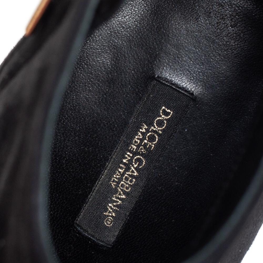 Dolce & Gabbana Black Suede Embellished Heel Ankle Boots Size 40 1
