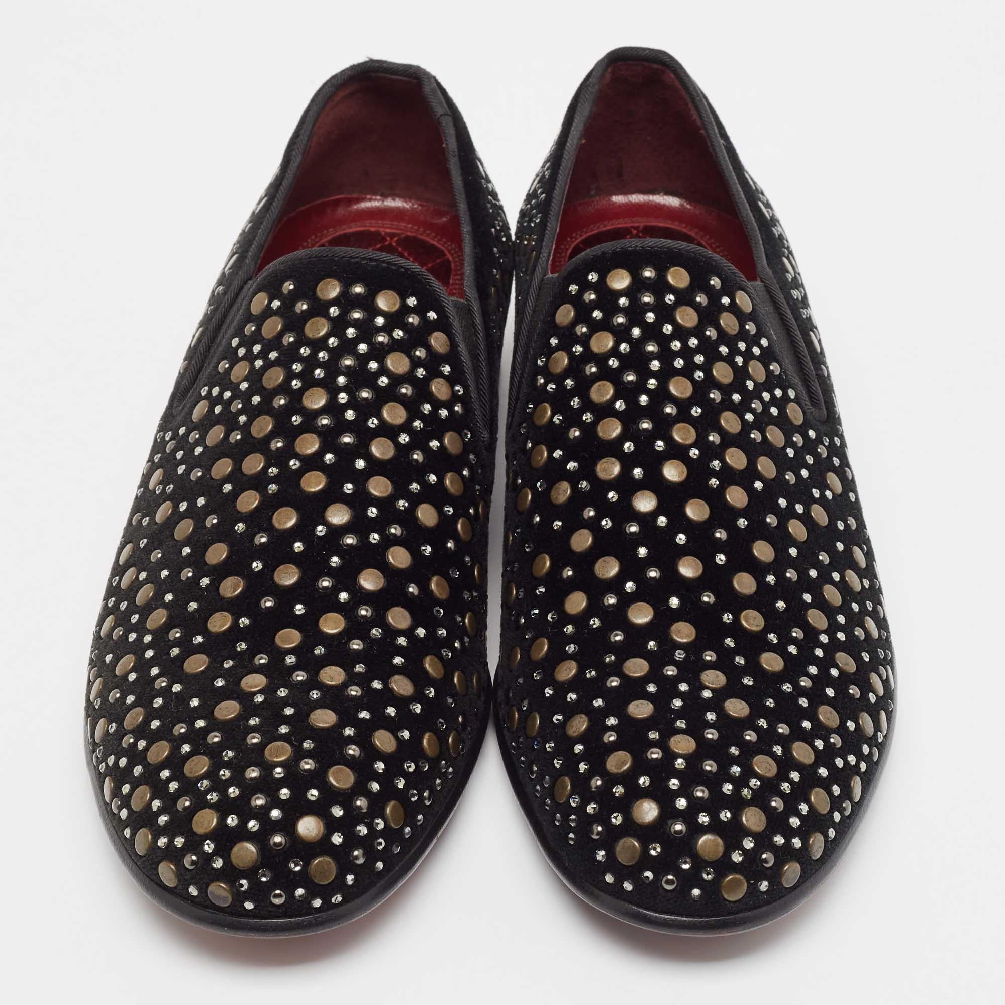 Noir Dolce & Gabbana Mocassins en daim noir avec ornements Taille 41 en vente