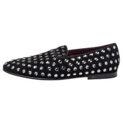 Dolce & Gabbana Black Suede Fusible Stars Embellished Loafers Size 42